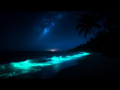 Видео: Атмосфера ночного пляжа 🌴🌙 Спокойные морские волны + ночные звуки природы для отдыха 🌊🌌