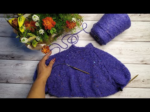 Видео: Кардиган спицами с ассиметричными полочками. Часть 2. Росток, подрезы, спинка.