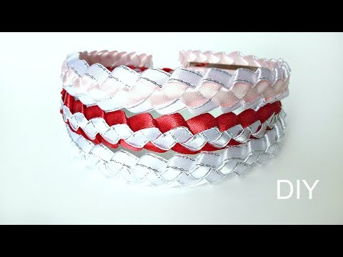 Видео: Как оплести ободок косичкой из лент 0,6см /DIY/Hand Made/Kanzashi