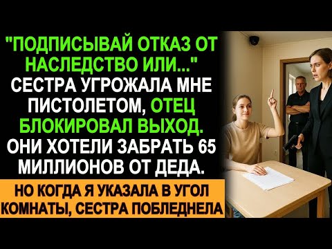 Видео: Сестра с пистолетом заставляла отказаться от наследства деда в 65 млн, но всё пошло не так!