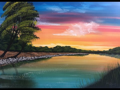 Видео: #391 Как нарисовать закат на реке / Ты сможешь это сделать