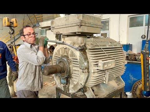 Видео: все об электродвигателях || Замена подшипников двигателя ABB 200 кВт 1500 об/мин