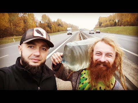 Видео: Отшельник в землянке. Пьем воду из ручья возле трассы и говорим о Пушкине.