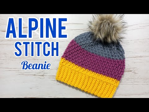 Видео: как связать крючком шапку-бини альпийским узором / очень простая зимняя шапка для начинающих
