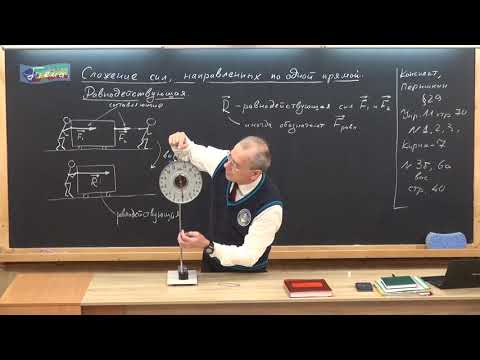 Видео: Урок 38 (осн). Сложение сил, направленных по одной прямой. Равнодействующая