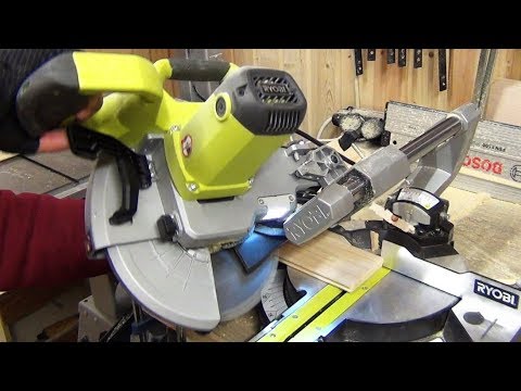 Видео: Торцовочная пила с протяжкой Ryobi EMS216L. Торцовка  Ryobi