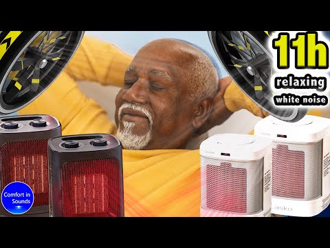 Видео: Белый шум (без рекламы), расслабляющие звуки для глубокого сна четыре обогревателя и два вентилятора