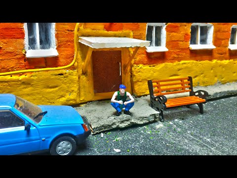 Видео: МАКЕТ ГОРОДА 1/43 парк, лавочки, прием лома! Про машинки.