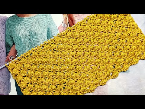 Видео: Простой ажур спицами "Желтый жемчуг"