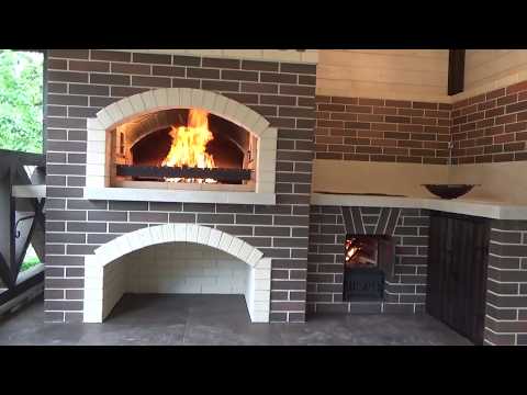 Видео: Печной комплекс Мангал-русская печь мини+ печь под казан + стол с мойкой