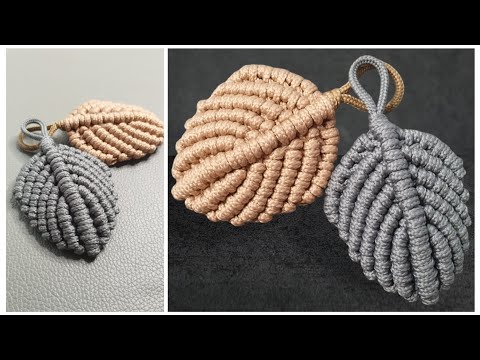 Видео: Листик макраме Брелок лист Брелок в технике макраме Leaf macrame DIY macrame keychain Leaf keychain