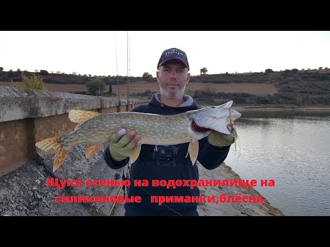 Видео: Щука осенью на водохронилище на силиконовые приманки,блёсна.