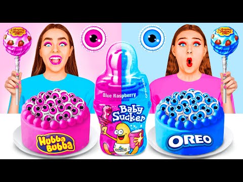 Видео: Розовая Еда vs Голубая Еда Челлендж | Кулинарная Битва с Едой от TeenChallenge