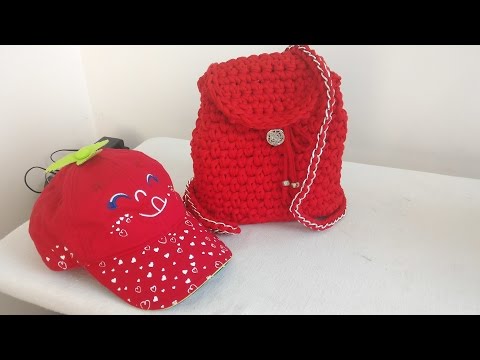 Видео: Вязание крючком.Рюкзак. Трикотажная пряжа