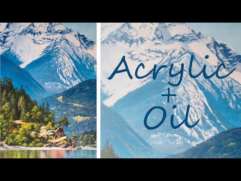 Видео: Acrylic + Oil. Painting a Mountain  Landscape | Живопись Акрил +Масло. Горный пейзаж