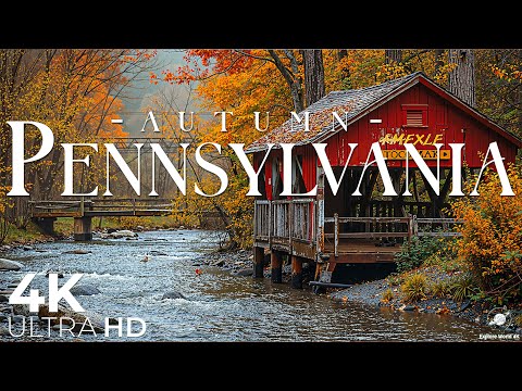 Видео: Пенсильвания 4K — Осенние краски: золотистые леса и живописные виды в 4K — Расслабляющая музыка