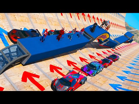 Видео: GTA 5: Spiderman and SuperHeroes incredible Challenge Sport Cars !Человек Паук Панк Капитан Америка!