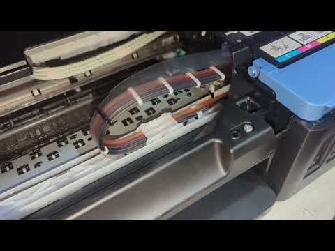Видео: Canon G2416 плохо печатает, не печатает черный цвет, промывка головок, заправка системы, убираем воз