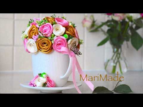 Видео: Декоративная Кружка МК Крученые Розы Канзаши Roses Kanzashi Decor