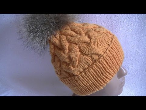 Видео: Вязание шапки узором  коса с 18 петель.Knitting hats braid pattern with 18 loops