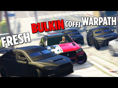 Видео: GTA 5 COPS & ROBBERS - Булкин удирает от Банды Ютуба по городу нарушая ПДД!