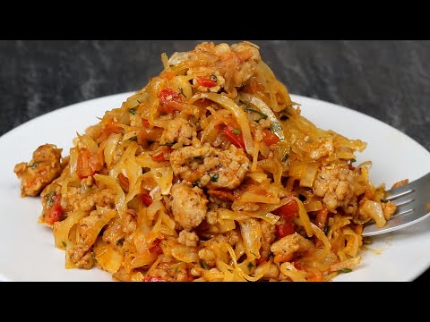 Видео: Просто и Вкусно! ТУШЕНАЯ КАПУСТА С ФАРШЕМ НА СКОВОРОДЕ. Готовлю каждые Выходные и Всегда Мало!