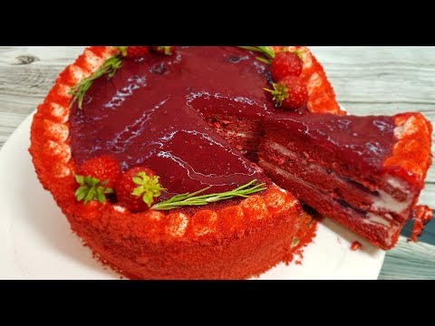 Видео: Диетический ягодный торт "Красный бархат" без муки и сахара.
