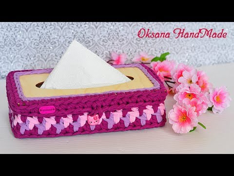 Видео: Салфетница из трикотажной пряжи. Napkin holder crochet
