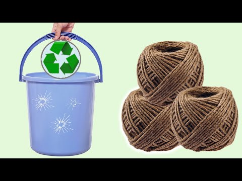 Видео: 10 лучших идей из разбитого ведра для полезных вещей, идеи поделок из джута