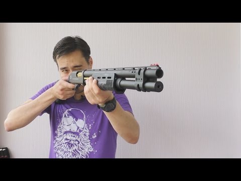 Видео: Обзор airsoft дробовика APS M870 SAI Deluxe Match