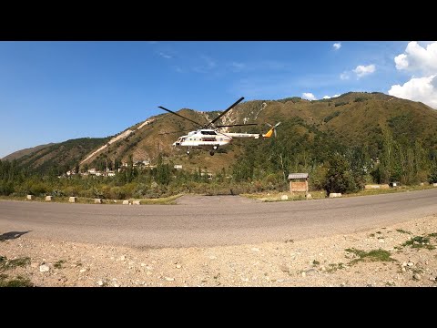 Видео: Спуск с Тянь-Шаньской астрономической обсерватории. Взлет вертолета МИ-8 Велопрогулка