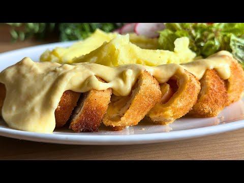 Видео: Секрет ХРУСТЯЩЕЙ КУРОЧКИ с СОЧНОЙ начинкой в соусе | Кордон Блю | ПРОСТОЙ и БЫСТРЫЙ ужин