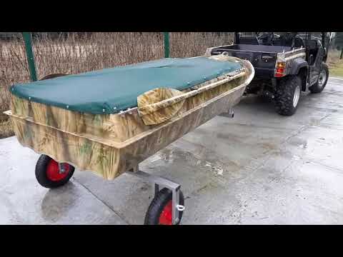 Видео: Разборная телега для слиповки  мотолодки Романтика и других .