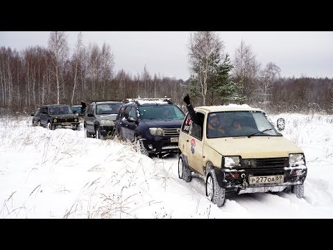 Видео: Двухмоторная ОКА 4х4 ведёт всех к ШАРУ! Снежная экспедиция.