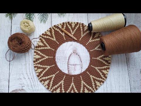 Видео: Джемпер "Тирамису". Жаккард крючком . Часть 2. Вяжем 1-5 ряды.