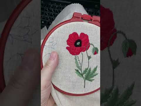Видео: Мастер-класс "Вышиваем листья простой гладью", часть 2, лист мака.