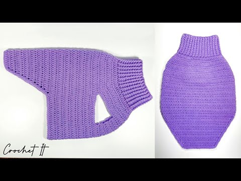 Видео: Вязаный крючком свитер для собаки 💜 | Большой | 🤍 Вяжем крючком за один раз | Подробный урок | Cr...