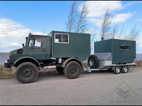 Видео: Unimog 1600 с прицепом домиком.
