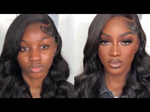 Видео: Дымчато-коричневый с белым под глазами, вдохновленный X Jt, помада 🔥 #макияждлятемнойкожи #уроким...