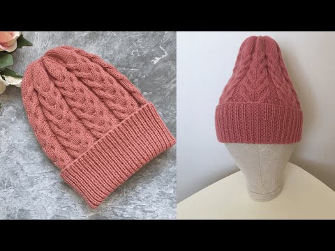 Видео: ВЯЗАНАЯ ЖЕНСКАЯ ШАПКА СПИЦАМИ"CORAL". KNITTED HAT.