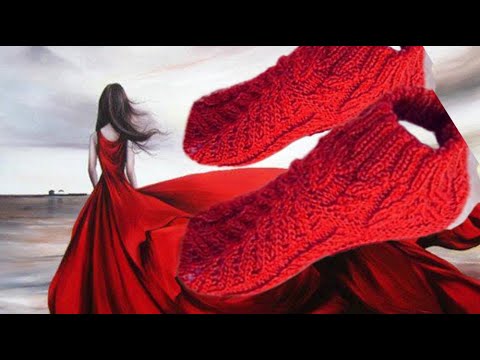 Видео: Тапочки - носочки двумя спицами. Простые в исполнении.#(202)