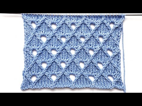 Видео: Эффектный узор спицами Китайские шашки для вязания палантинов, плечевых изделий