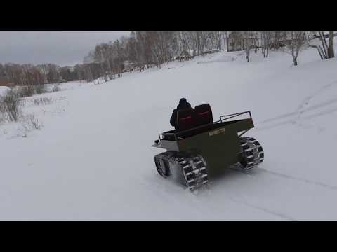 Видео: Тест в снегу гусеничного вездехода Кайман