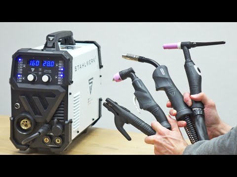 Видео: Мультисварочный аппарат 6 в 1 (плазменная резка, MIG Pulse, TIG, MMA) Stahlwerk CTM-416 Puls Pro