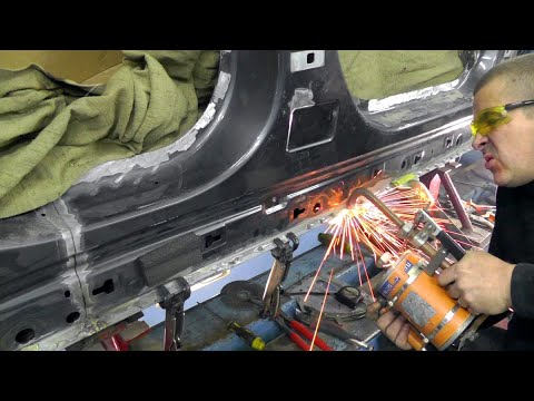 Видео: BMW X1.  приварка донорского порога.  Процесс подгонки в деталях✂