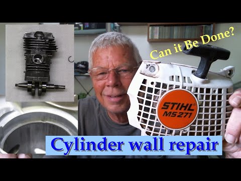 Видео: Ремонт стенки цилиндра 2-тактного бензопилы Stihl MS271