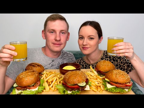 Видео: МУКБАНГ ДОМАШНИЕ БУРГЕРЫ КАРТОШКА ФРИ РАСПАКОВКА ЛЮБИМЫЙ ВАСИЛЕК MUKBANG HOMEMADE BURGERS