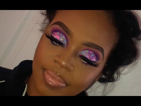 Видео: Урок по розовым и фиолетовым крупным блёсткам | ДЛЯ НАЧИНАЮЩИХ