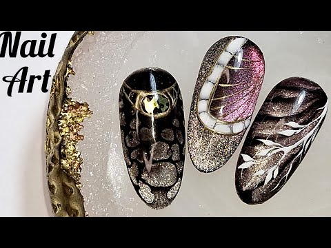 Видео: Три идеи праздничного маникюра с магнитным гель-лаком. /Three ideas for a festive manicure.