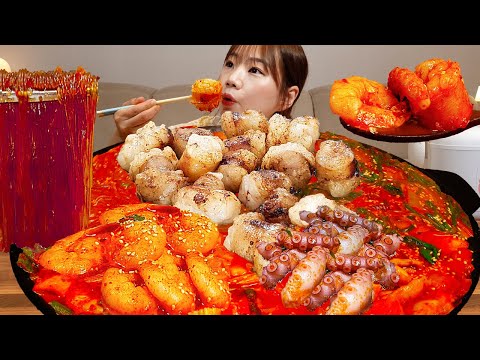 Видео: Sub)Real Mukbang- Жареные говяжьи кишки, осьминог, креветки🐙 (NakGopSae) Острая лапша🍜 KOREAFOOD